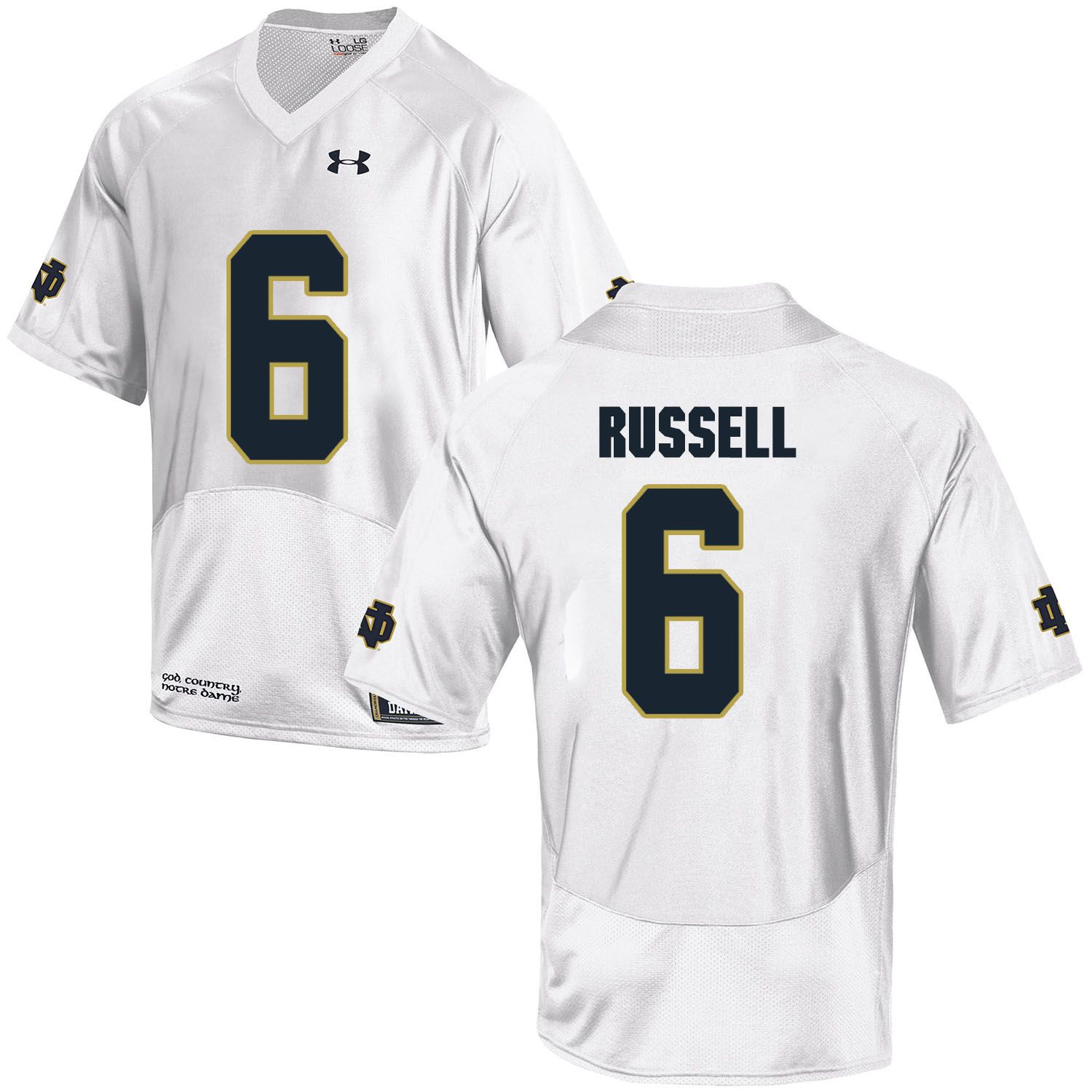 Men Norte Dame Fighting Irish #6 Russell White Customized NCAA Jerseys->customized ncaa jersey->Custom Jersey